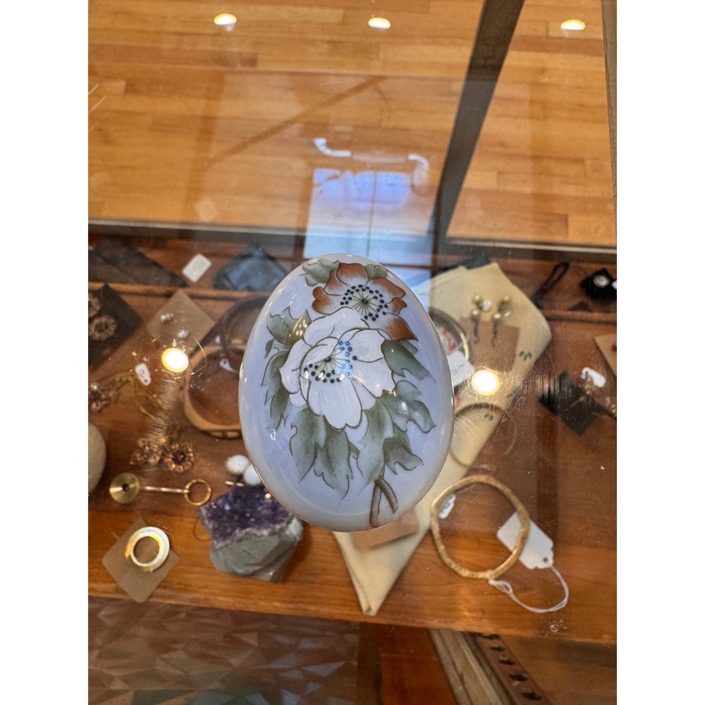 Bing & Grondahl 1987 Limited Edition Porcelain Egg Trinket Box Floral 3709/5000